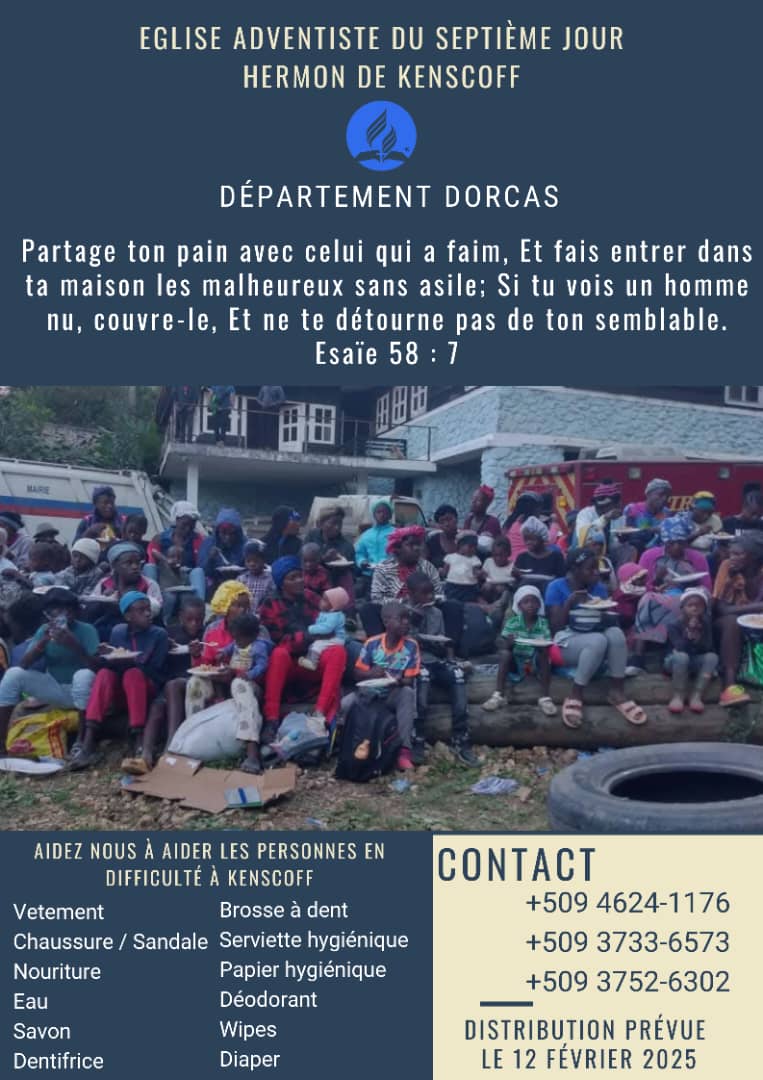 L’Église Adventiste Hermon de Kenscoff vient en aide aux déplacés en difficulté dans la commune